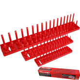 Neilsen 3pc Socket Stand Tray Rack Storage Rail Holder 1/2" 3/8" 1/4" Sockets